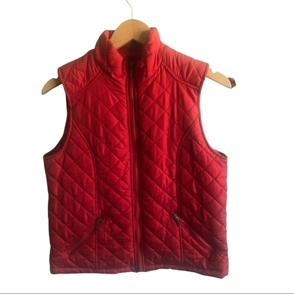 Croft&barrow Women’s Red Quilted Sleeveless Jacket - Size M - Picture 1 of 4